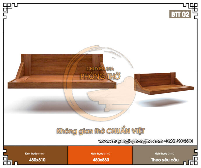 Mẫu bàn thờ treo tường không chân đơn giản