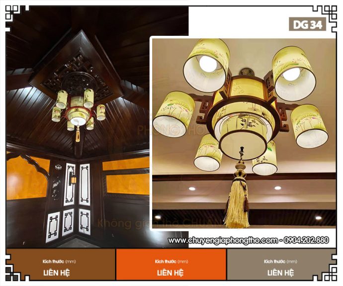 Đèn chùm treo phòng thờ, nhà thờ họ diện tích 30m2 – Mẫu DG34