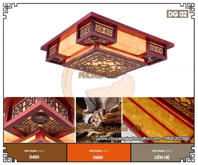 đèn ốp trần phòng thờ hình vuông 2