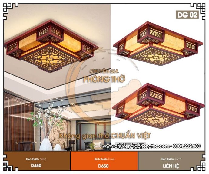 đèn ốp trần phòng thờ hình vuông
