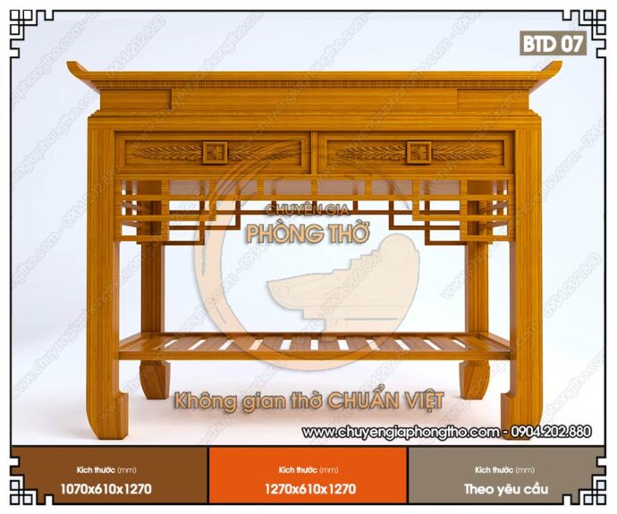Mẫu bàn thờ đứng chung cư giá rẻ hiện đại BTD07