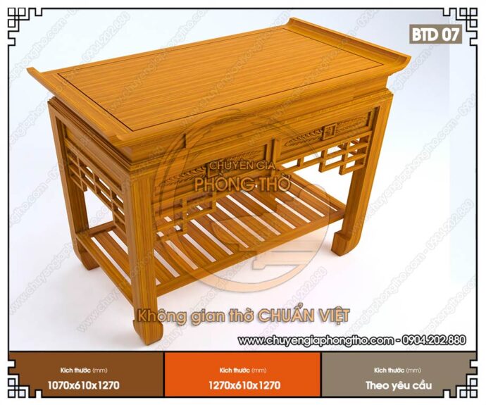 Mẫu bàn thờ đứng chung cư giá rẻ hiện đại BTD07