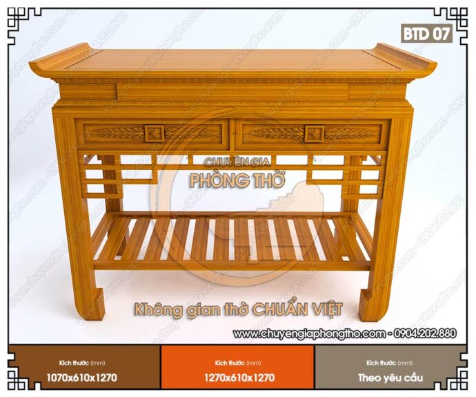 Mẫu bàn thờ đứng chung cư giá rẻ hiện đại BTD07
