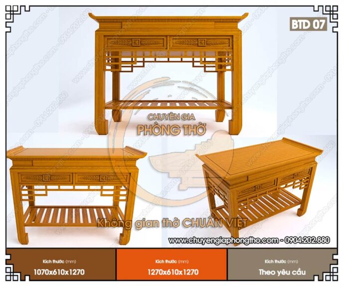 Mẫu bàn thờ đứng chung cư giá rẻ hiện đại BTD07