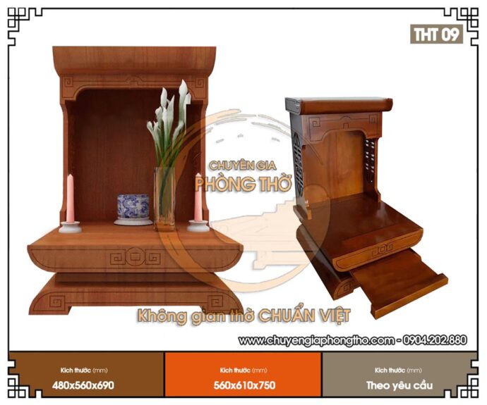 Mẫu bàn thờ thần tài ông địa mái bằng hiện đại hút tài lộc THT09