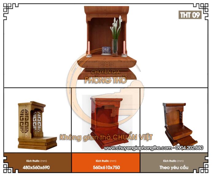 Mẫu bàn thờ thần tài ông địa mái bằng hiện đại hút tài lộc THT09