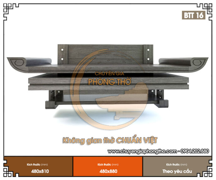 Mẫu bàn thờ treo tường có ngăn kéo màu lông chuột