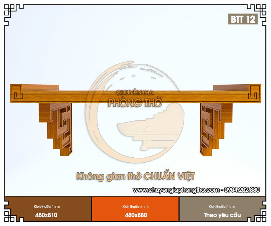 Mẫu bàn thờ treo chân vuông gỗ sồi kích thước 48cm :BTT12 Mẫu bàn thờ treo chân vuông gỗ sồi kích thước 48cm :BTT12