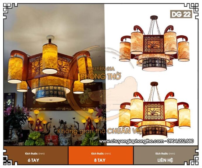 mẫu đèn chùm phòng thờ 6 tay cho diện tích lớn dg22 1