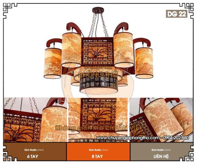 mẫu đèn chùm phòng thờ 6 tay cho diện tích lớn dg22 2