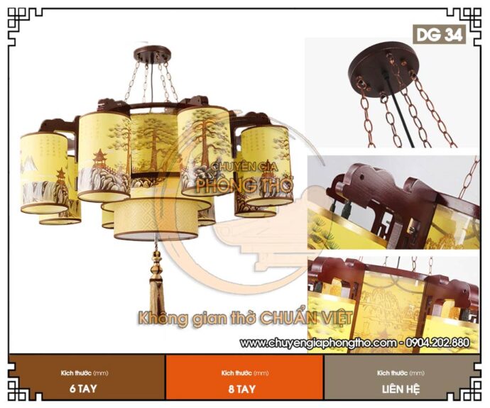 Mẫu đèn chùm treo phòng thờ, nhà thờ họ diện tích lớn
