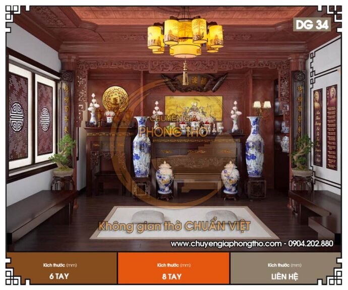 Mẫu đèn chùm treo phòng thờ, nhà thờ họ diện tích lớn