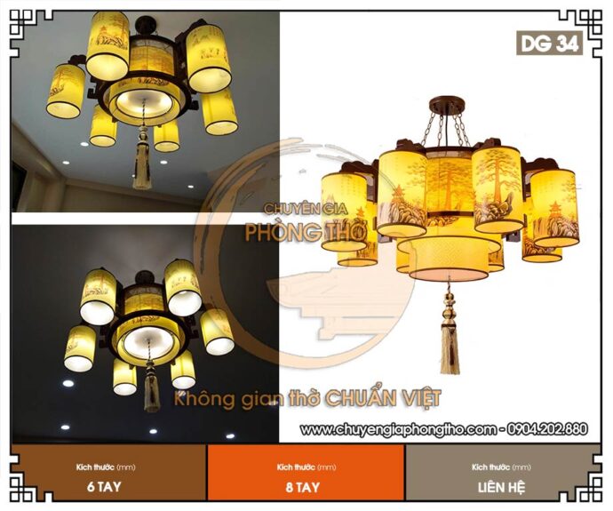 Mẫu đèn chùm treo phòng thờ, nhà thờ họ diện tích lớn