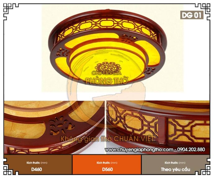 Mẫu đèn gỗ ốp trần phòng thờ sang trọng giá rẻ - DG01