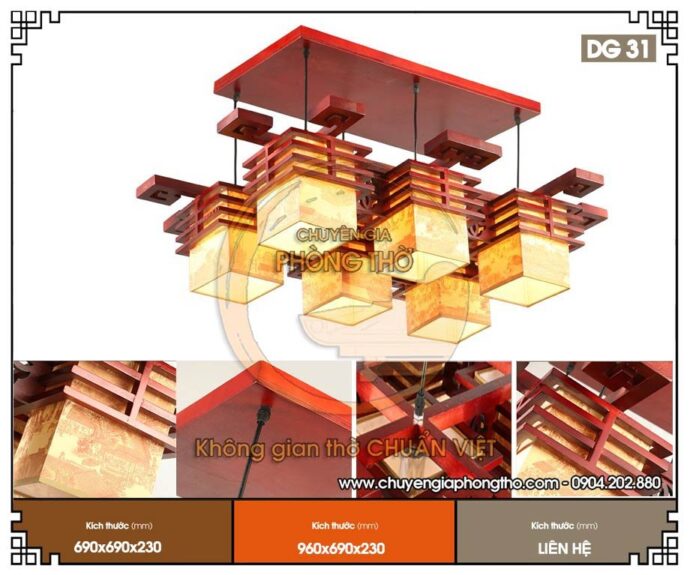 mẫu đèn gỗ thả trần phòng thờ 1