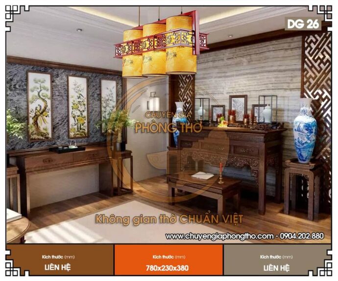 mẫu đèn thả phòng thờ 3 đầu 2