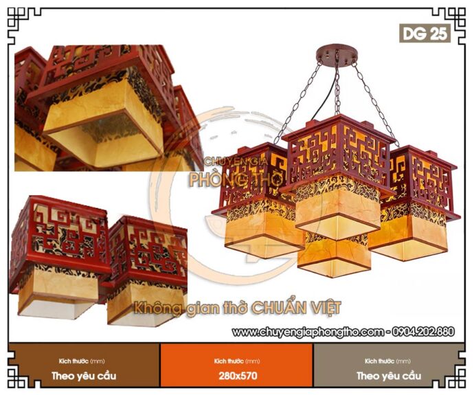 Mẫu đèn thả trần phòng thờ hợp phong thủy không thể bỏ qua DG25