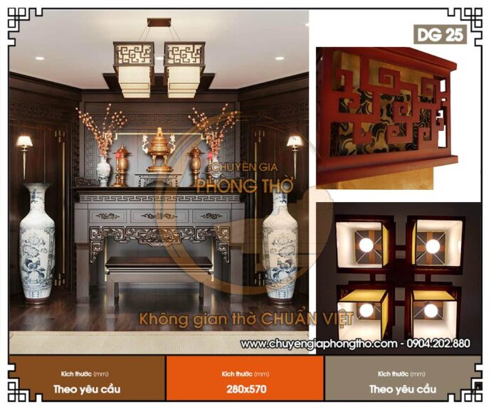 Mẫu đèn thả trần phòng thờ đẹp hiện đại