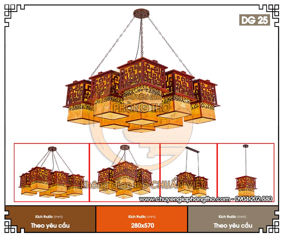 Mẫu đèn thả trần phòng thờ hợp phong thủy 