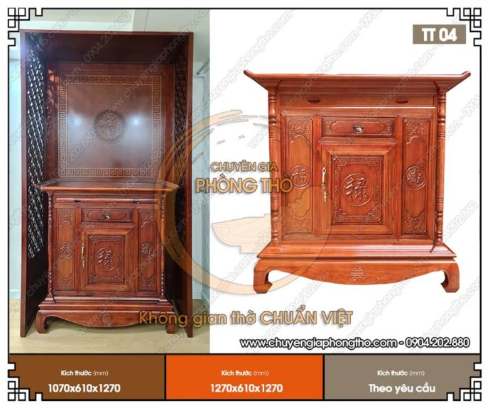 Mẫu tủ thờ chữ Phúc truyền thống cho không gian thờ Việt TT04