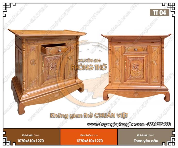 Mẫu tủ thờ chữ Phúc truyền thống cho không gian thờ Việt TT04