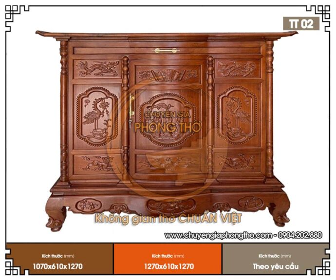 Mẫu tủ thờ tam đa Phúc Lộc Thọ đẹp truyền thống đón tài lộc TT02