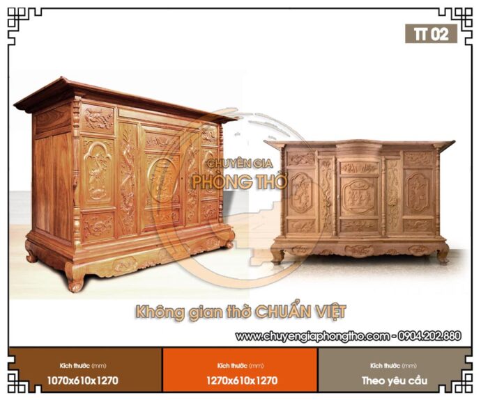 Mẫu tủ thờ tam đa Phúc Lộc Thọ đẹp truyền thống đón tài lộc TT02