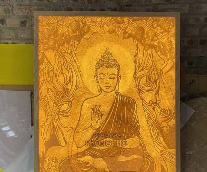 tranh trúc chỉ phật ngồi dưới gốc cây bồ đề 2