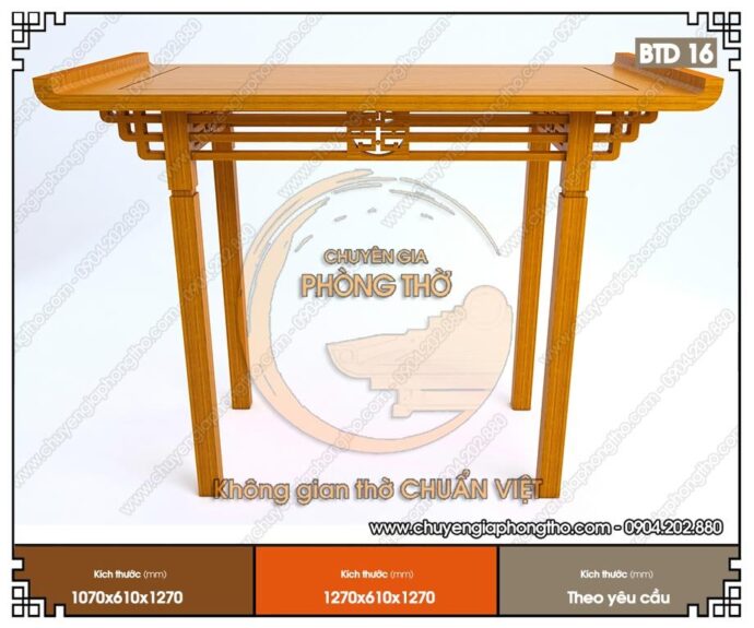 Mẫu bàn thờ đứng cho chung cư kích thước nhỏ BTD16