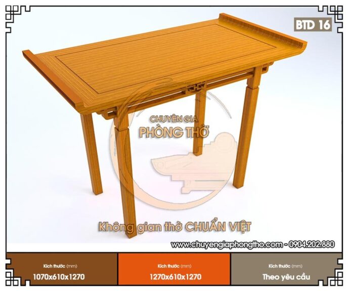 Mẫu bàn thờ đứng cho chung cư kích thước nhỏ BTD16