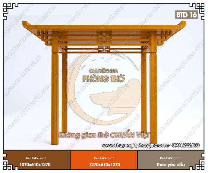 Mẫu bàn thờ đứng cho chung cư kích thước nhỏ BTD16