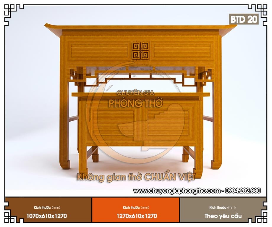 Mẫu bàn thờ đứng gỗ mít BTD20 kiểu dáng ấn tượng