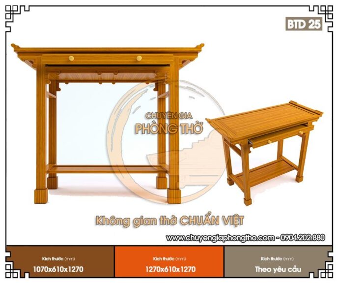 Mẫu bàn thờ đứng nhỏ giá rẻ BTD25