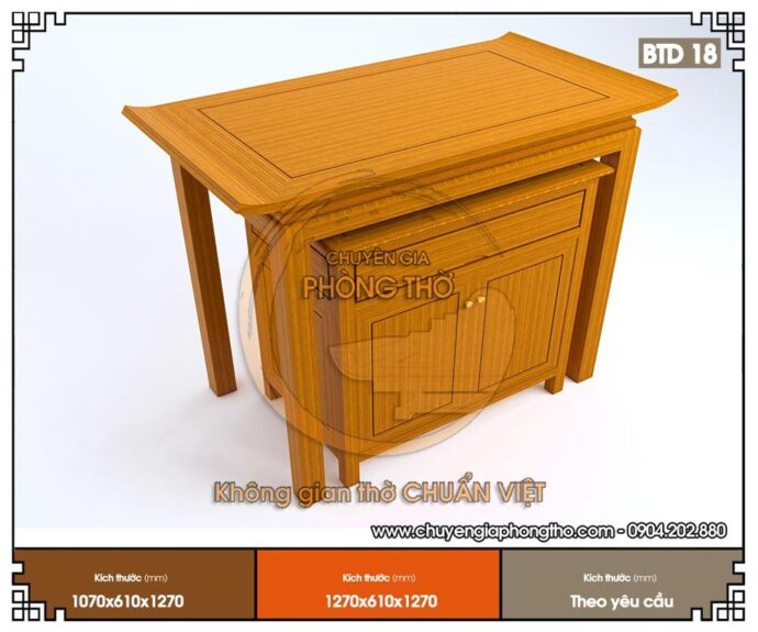 Mẫu bàn thờ đứng trơn đẹp BTD18
