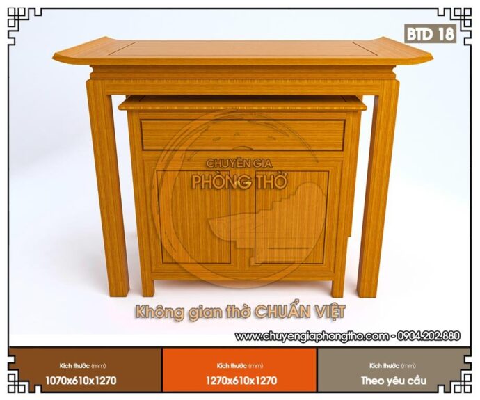 Mẫu bàn thờ đứng trơn đẹp BTD18