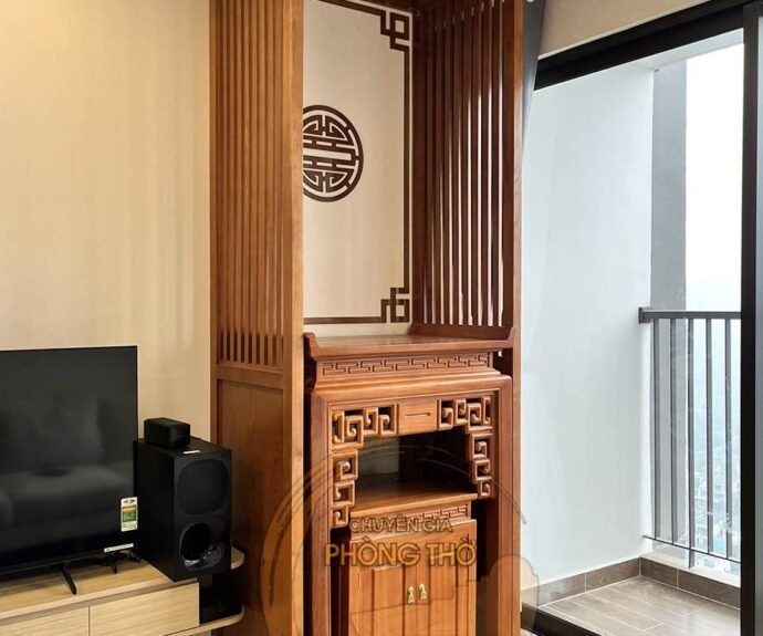 Bàn thờ gia tiên gỗ gõ BTD32 màu cánh gián