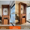 Bàn thờ gia tiên gỗ gõ BTD32 kiểu dáng đẹp hiện đại