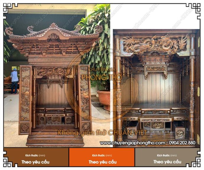 Mẫu bàn thờ kiểu Nhật lưỡng long chầu nguyệt