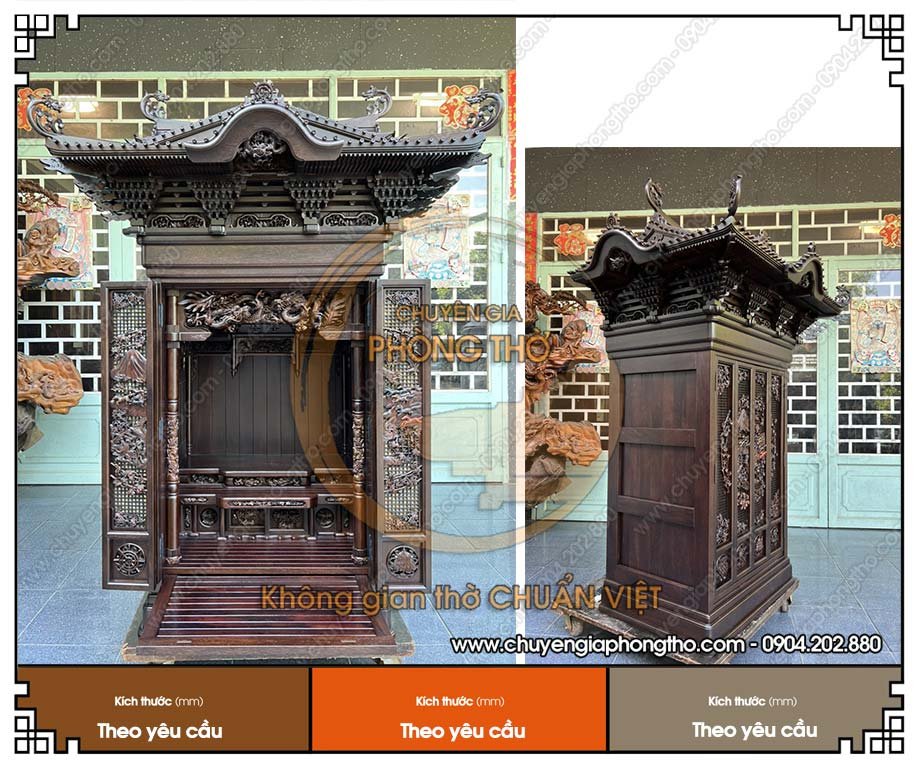 Mẫu bàn thờ kiểu Nhật lưỡng long chầu nguyệt