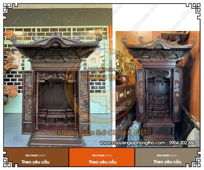 Mẫu bàn thờ kiểu Nhật lưỡng long chầu nguyệt