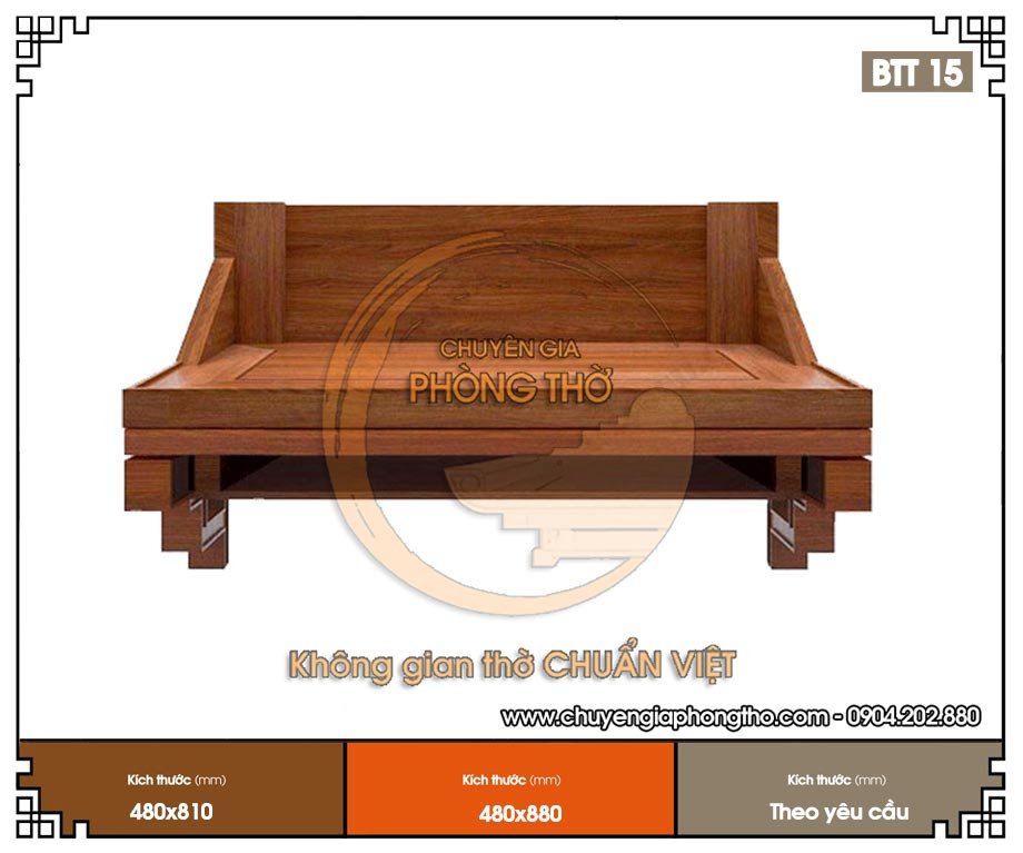 Mẫu bàn thờ treo tường có ngăn kéo gỗ gụ BTT15 làm từ chất liệu cao cấp