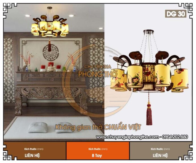 đèn chùm phòng thờ 8 tay 4