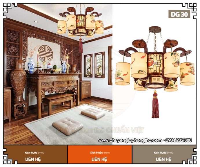 Đèn chùm phòng thờ 8 tay DG30