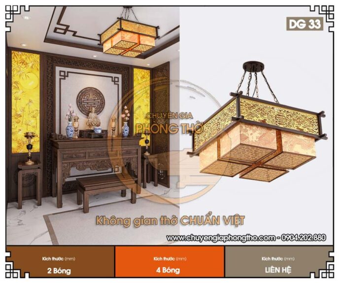 đèn chùm phòng thờ nhũ vàng 4