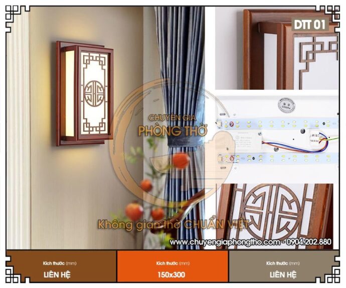 đèn ốp tường phòng thờ chữ thọ 4