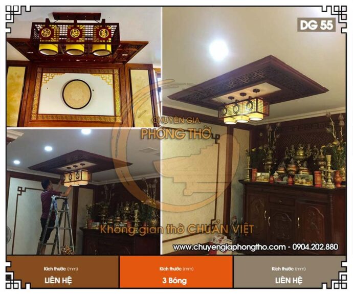 đèn thả gỗ trang trí Phúc Lộc Thọ 2