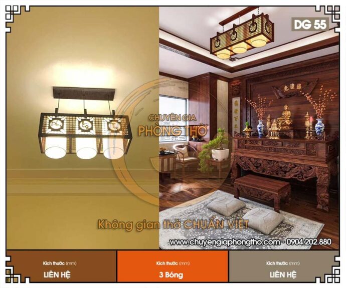 đèn thả gỗ trang trí Phúc Lộc Thọ 3