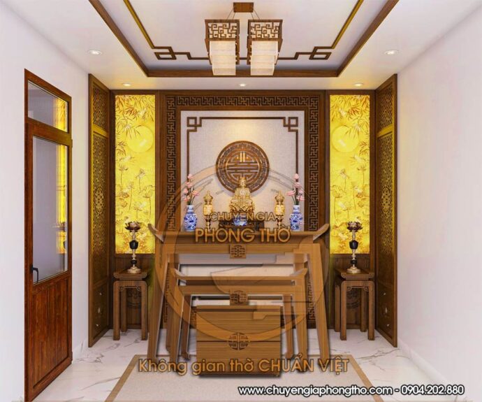 Mẫu bàn thờ đứng 3 món triện chữ Thọ