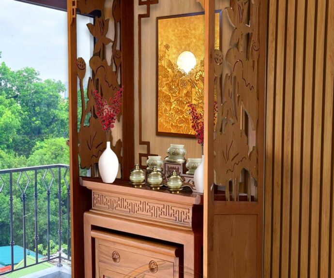 Mẫu bàn thờ đứng gỗ gõ BTD58