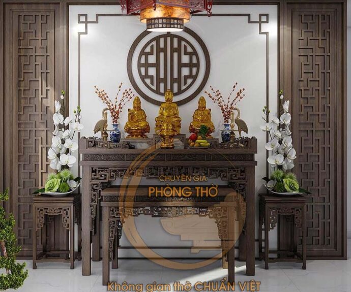 Mẫu bàn thờ Phật tại gia đẹp truyền thống gia tăng vượng khí BTD40